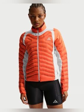 Nike ACG Women's Orange and White Quilted Puffer Jacket